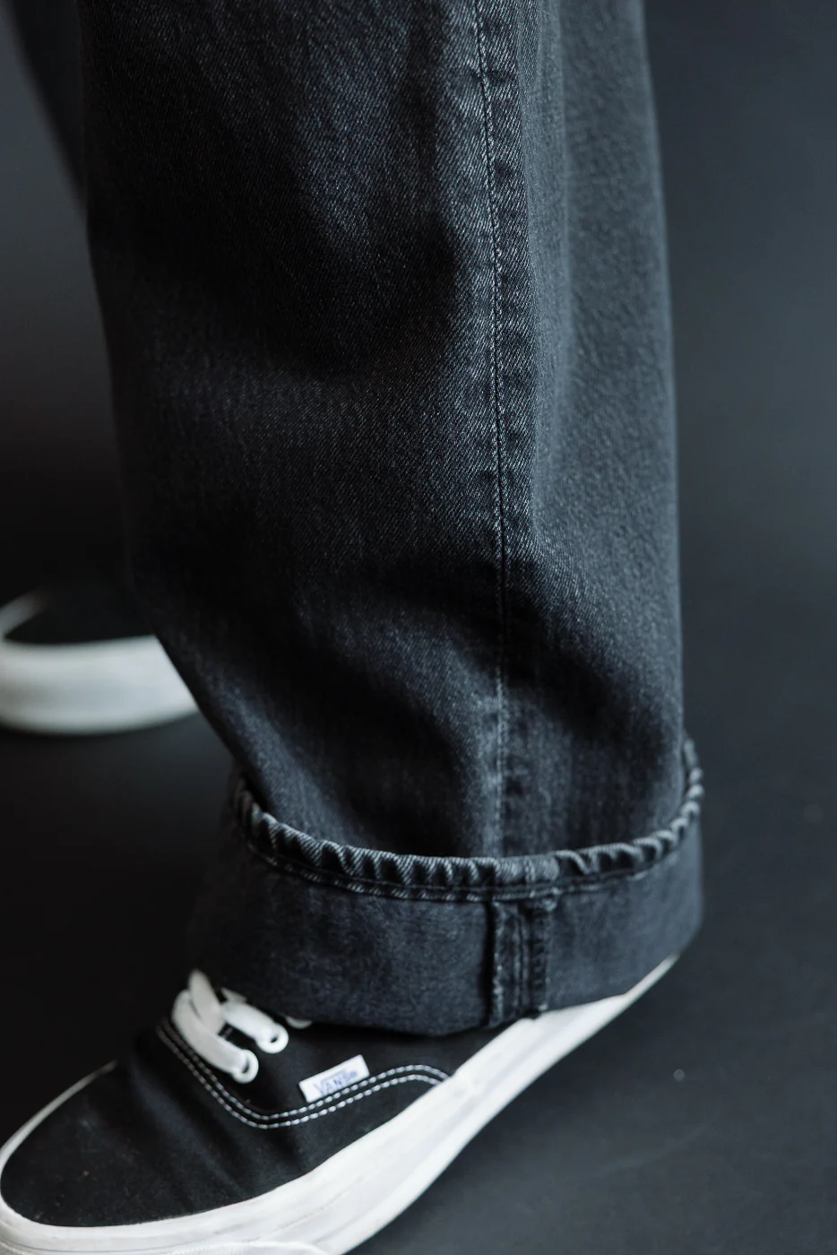 01-1100W-D61SK - 100 Super Dad's Fit Denim Jeans - Black Denim Stone - Image 18