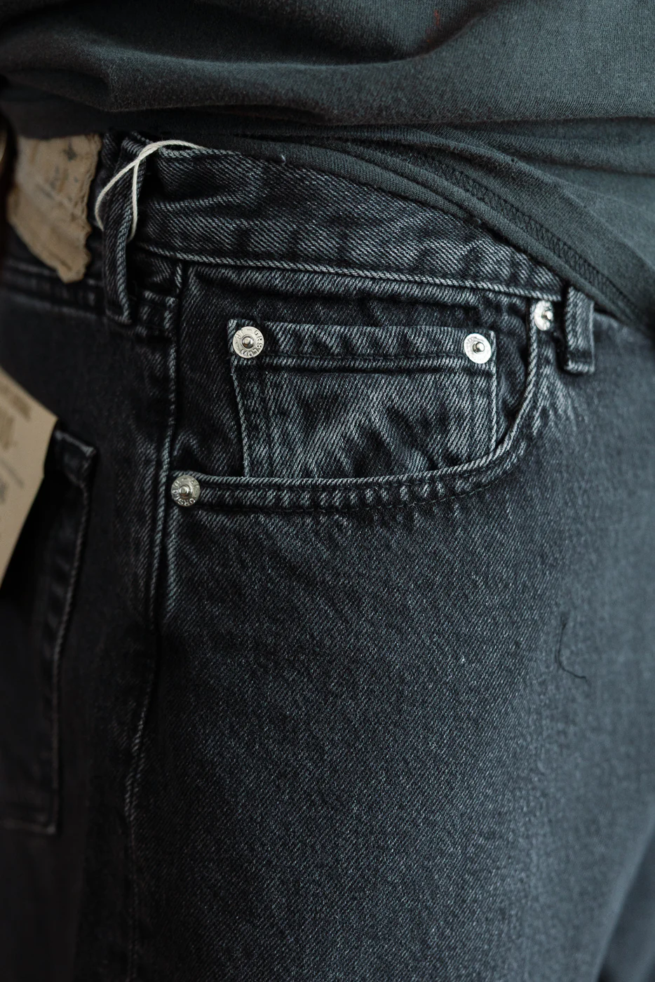01-1100W-D61SK - 100 Super Dad's Fit Denim Jeans - Black Denim Stone - Image 20