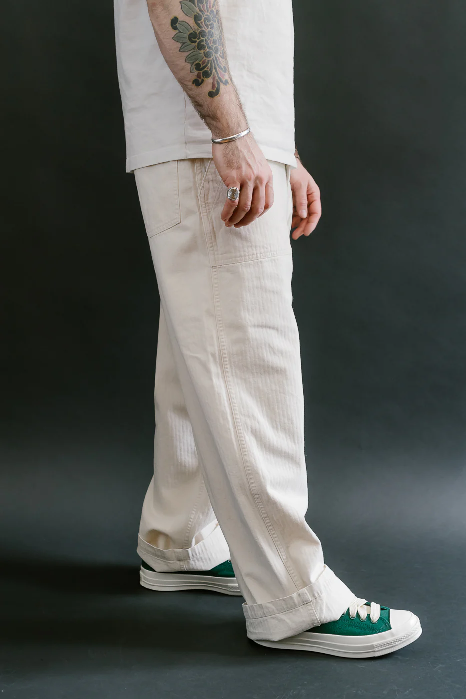 01-5103-66 - Herringbone Summer Fatigue Pants - Ecru - Image 14