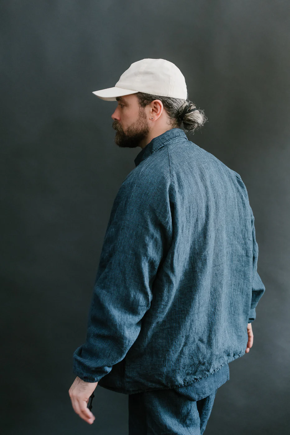 01-6050-101 - Linen Coach Jacket - Indigo Check - Image 12