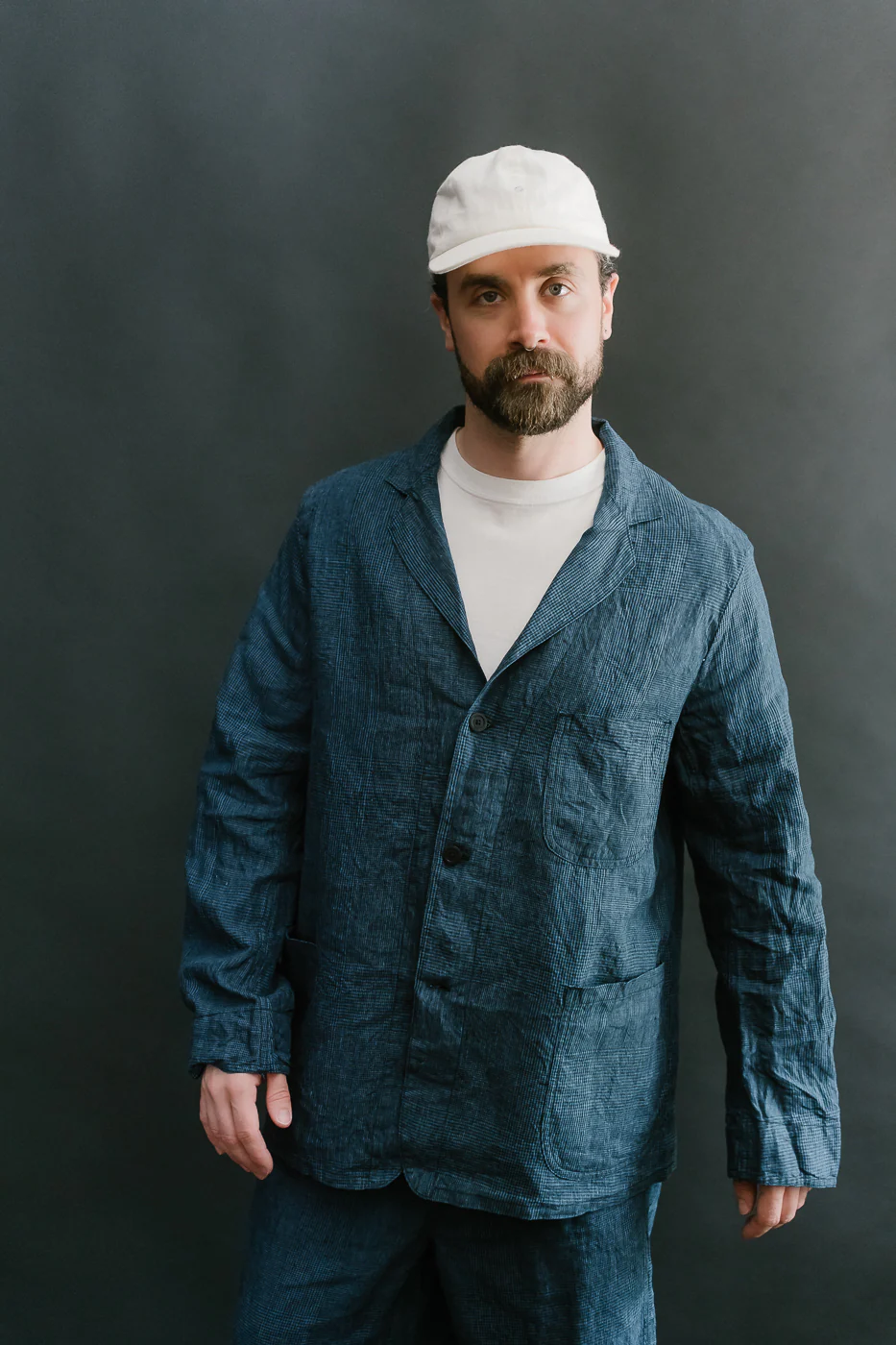 01-6153-101 - Light Simple Work Jacket - Indigo Check - Image 15