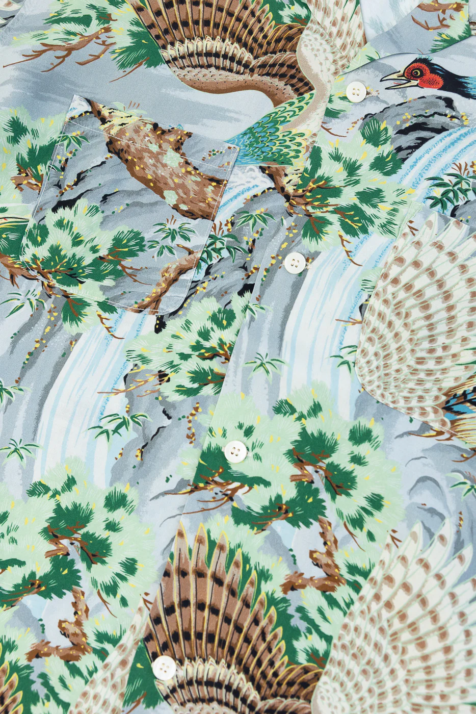 01-8158-16 - Peacock Garden Hawaiian Shirt - Green - Image 4
