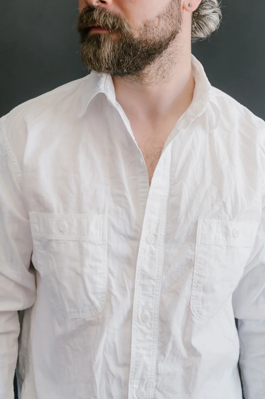 01-8270-69 - Lightweight Chambray Relax Fit Work Shirt - White - Image 17