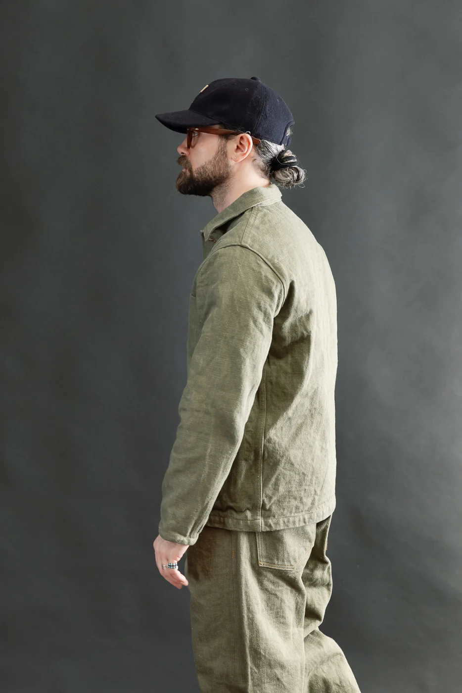 03502-OLD18 - 18oz "Olive Denim" Selvedge Jacket - Coverall - Image 13