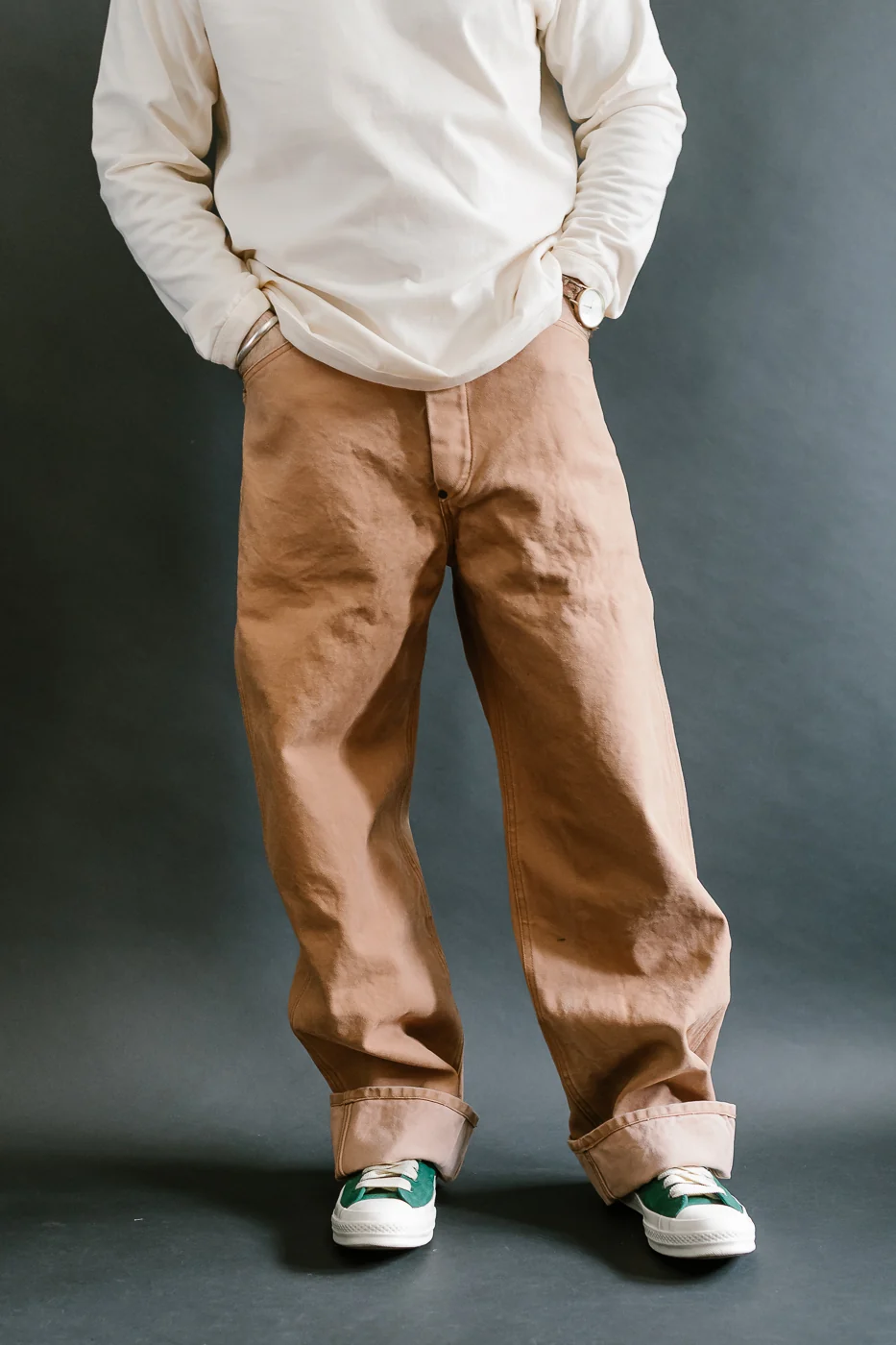 1129-6 - Persimmon Tannin Dye Heavy Duck Work Pants - Brown - Image 15