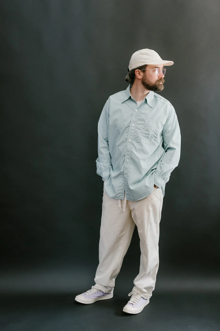 1201C-SSG - No. 1 Shirt Stripe Shirting MV - Green - Image 8