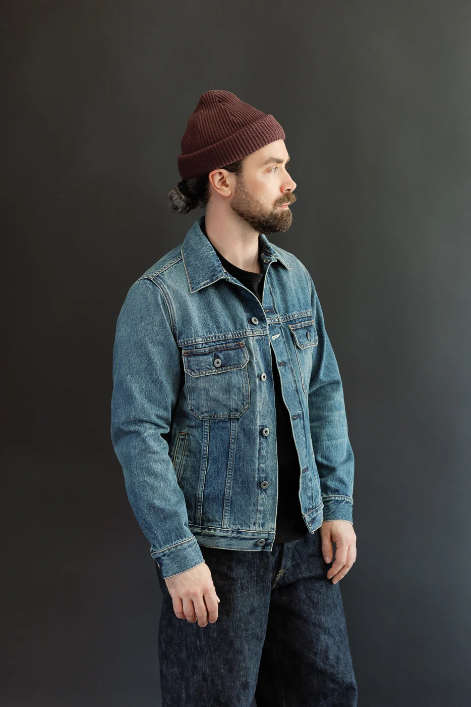 13.5oz - Selvedge Denim Cruiser Jacket - Vintage Wash Indigo - Image 11
