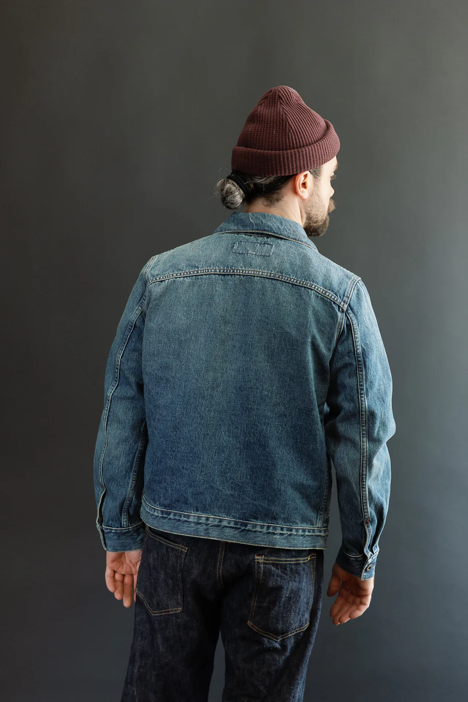 13.5oz - Selvedge Denim Cruiser Jacket - Vintage Wash Indigo - Image 12