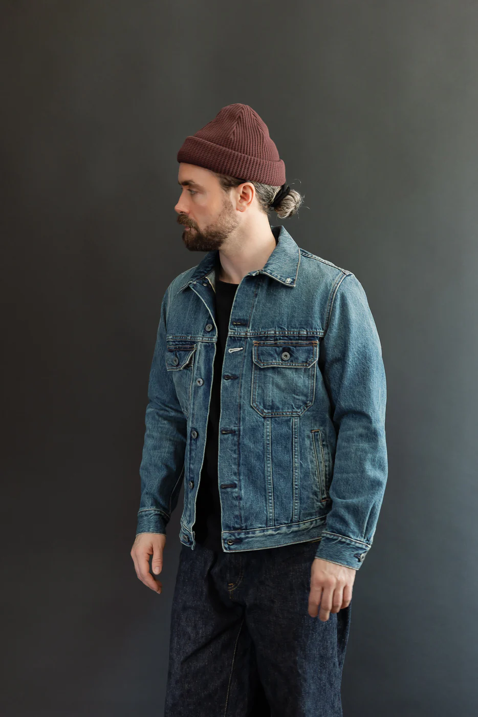 13.5oz - Selvedge Denim Cruiser Jacket - Vintage Wash Indigo - Image 14