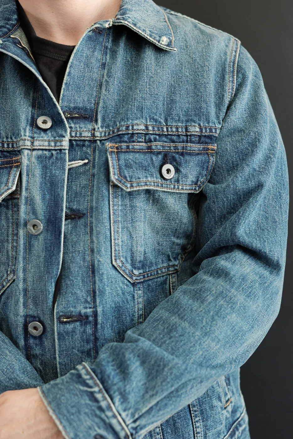 13.5oz - Selvedge Denim Cruiser Jacket - Vintage Wash Indigo - Image 16