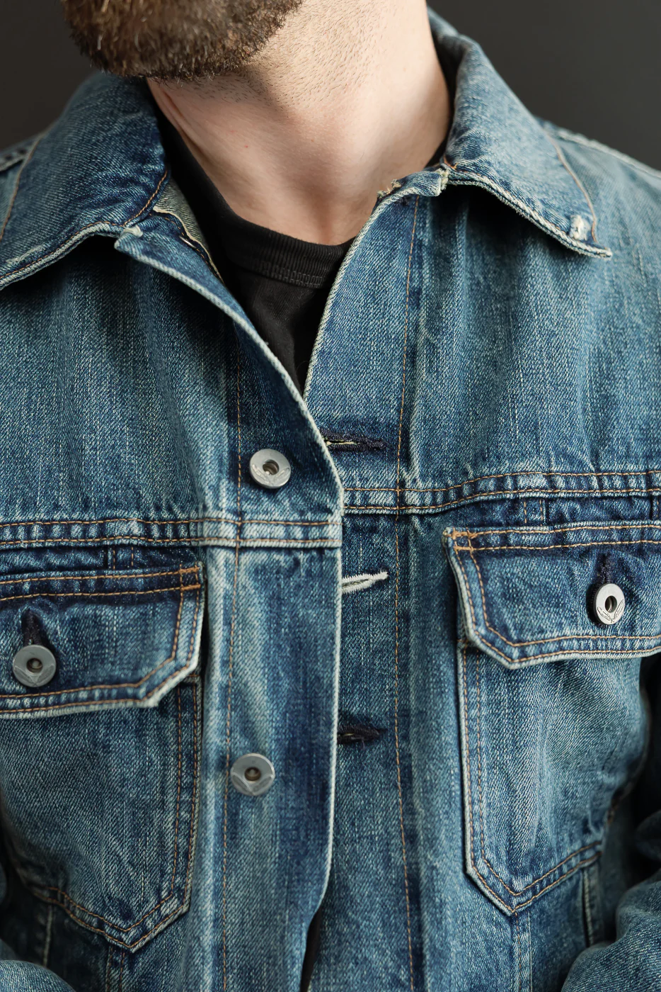 13.5oz - Selvedge Denim Cruiser Jacket - Vintage Wash Indigo - Image 17