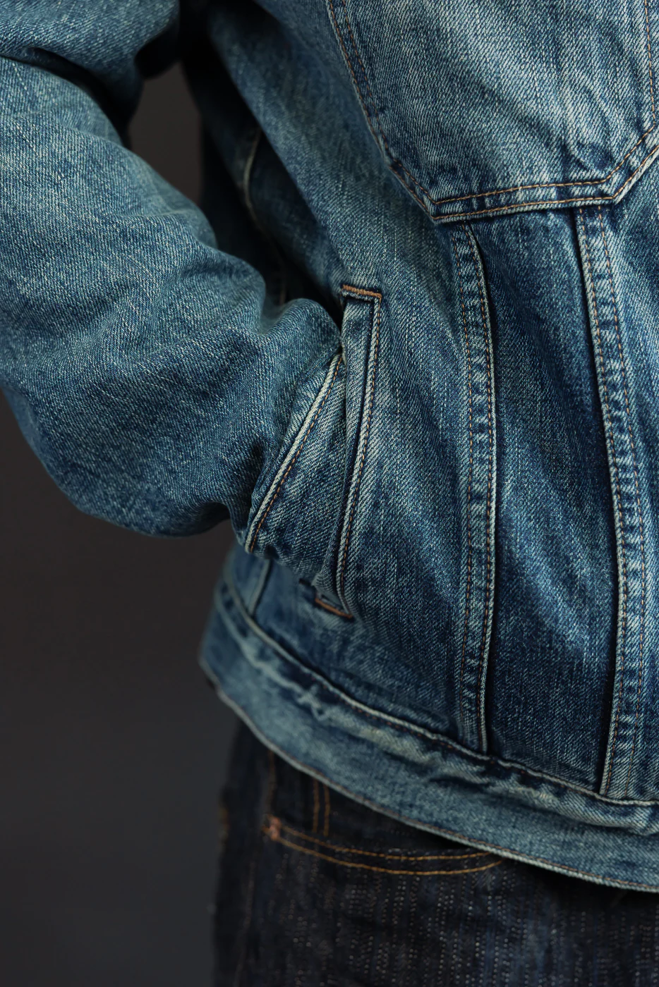 13.5oz - Selvedge Denim Cruiser Jacket - Vintage Wash Indigo - Image 19