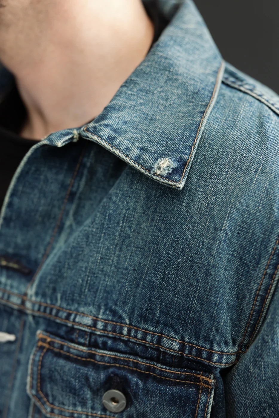 13.5oz - Selvedge Denim Cruiser Jacket - Vintage Wash Indigo - Image 24