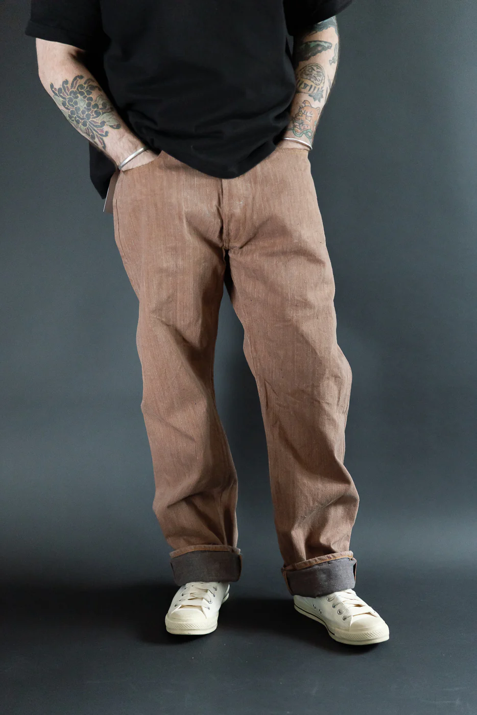 13oz Skein Dyed Persimmon x Aizome Selvedge Jeans - Regular Straight Fit - Image 11