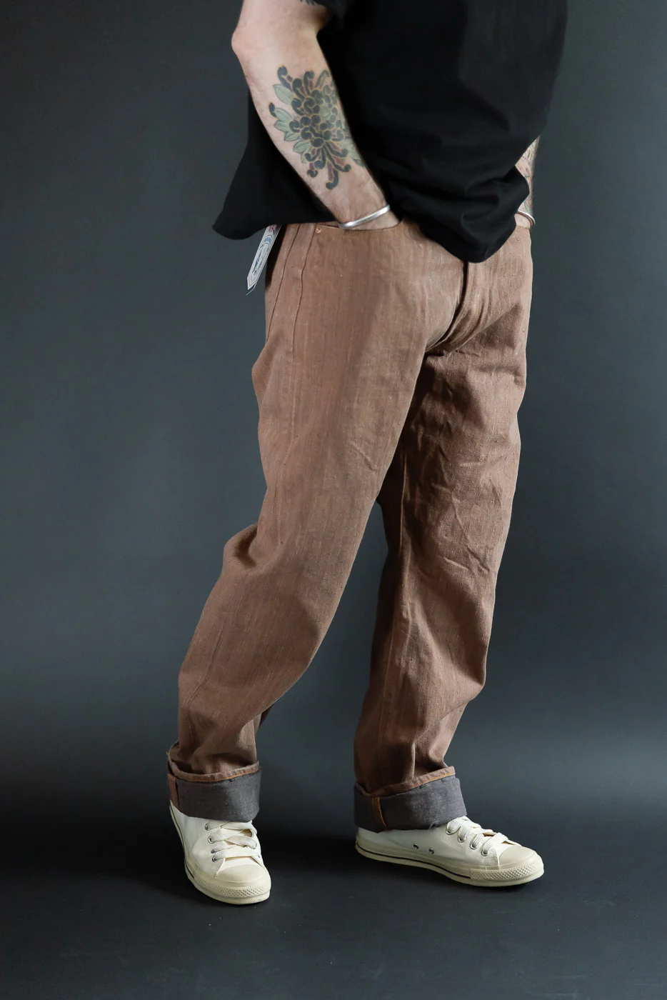13oz Skein Dyed Persimmon x Aizome Selvedge Jeans - Regular Straight Fit - Image 12