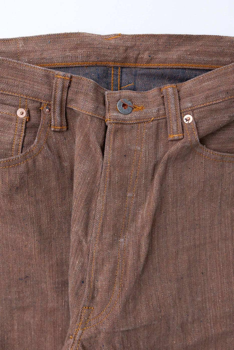13oz Skein Dyed Persimmon x Aizome Selvedge Jeans - Regular Straight Fit - Image 3
