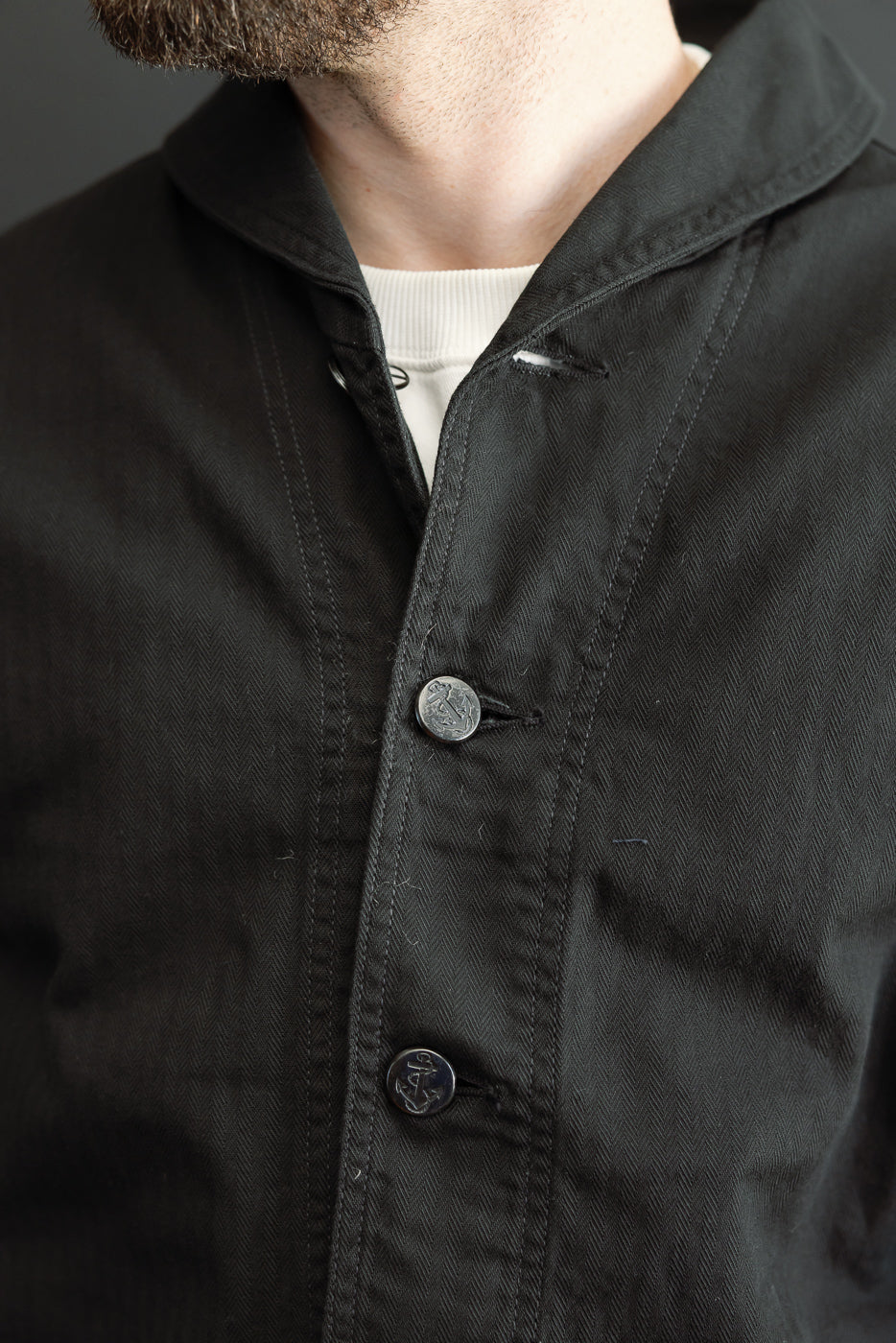2052-2 - USN Shawl Collar Herringbone Coverall - Black - Image 18