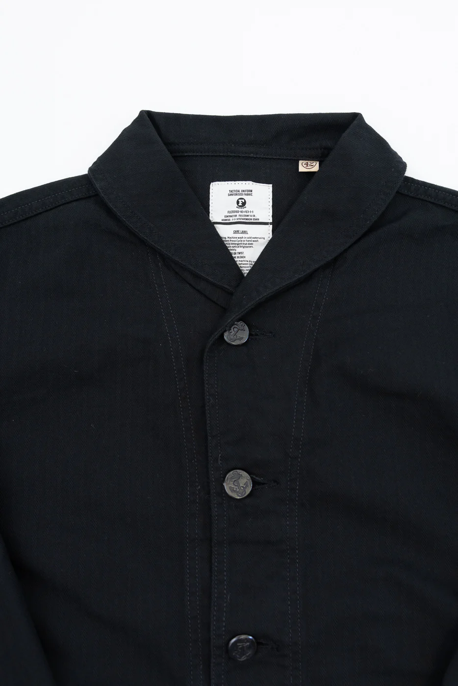 2052-2 - USN Shawl Collar Herringbone Coverall - Black - Image 2