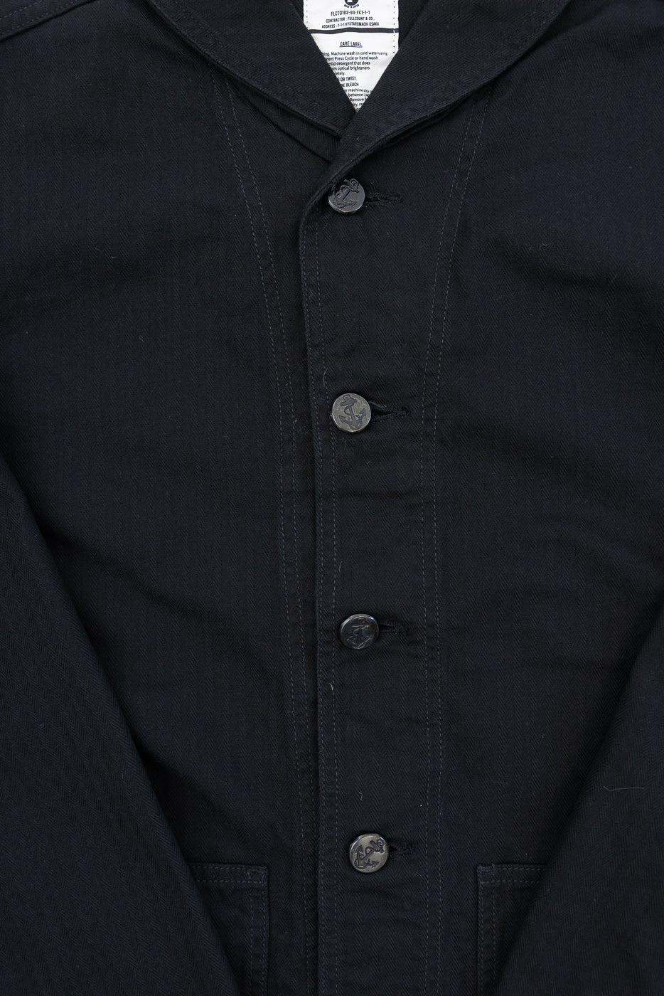 2052-2 - USN Shawl Collar Herringbone Coverall - Black - Image 3