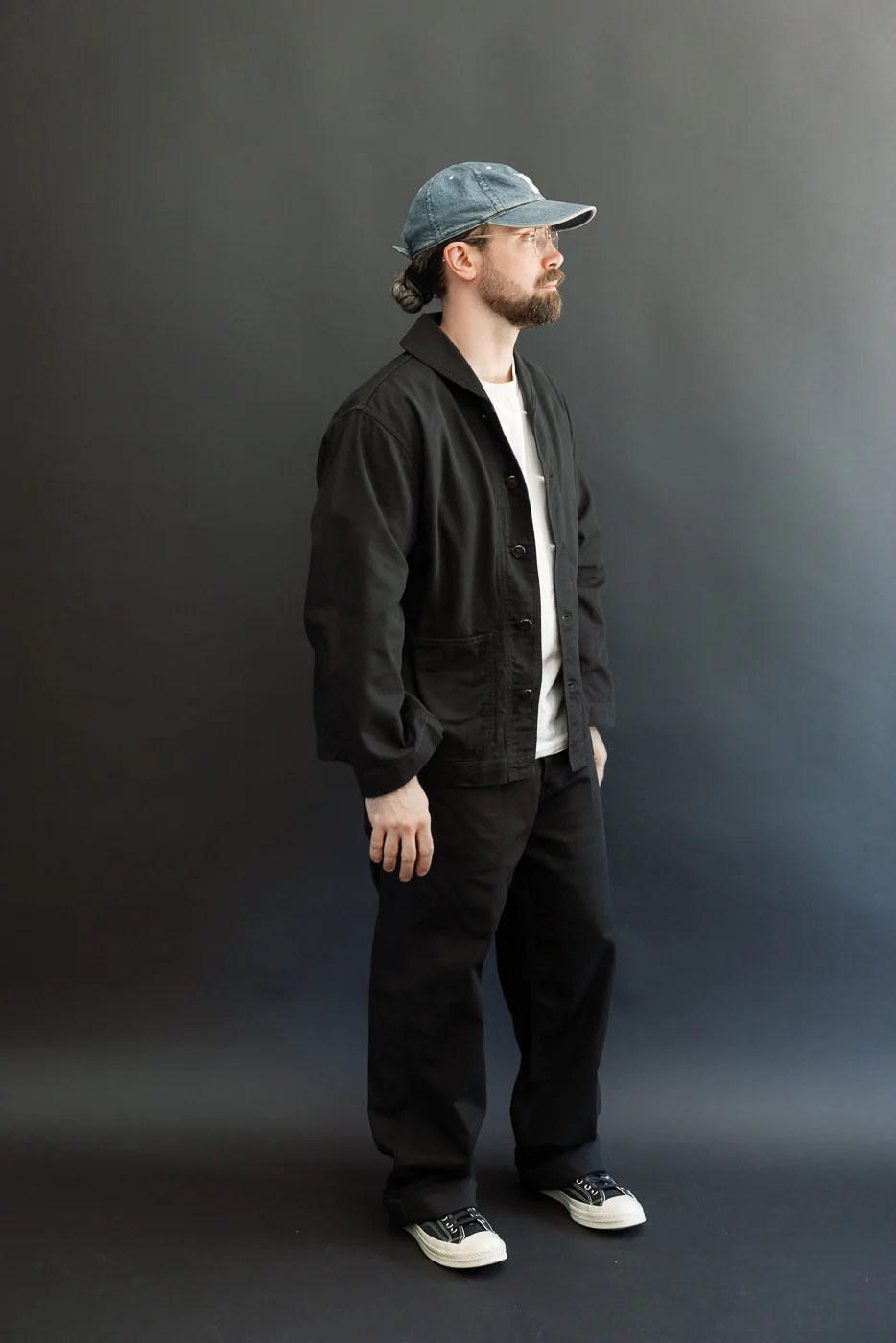 2052-2 - USN Shawl Collar Herringbone Coverall - Black - Image 7