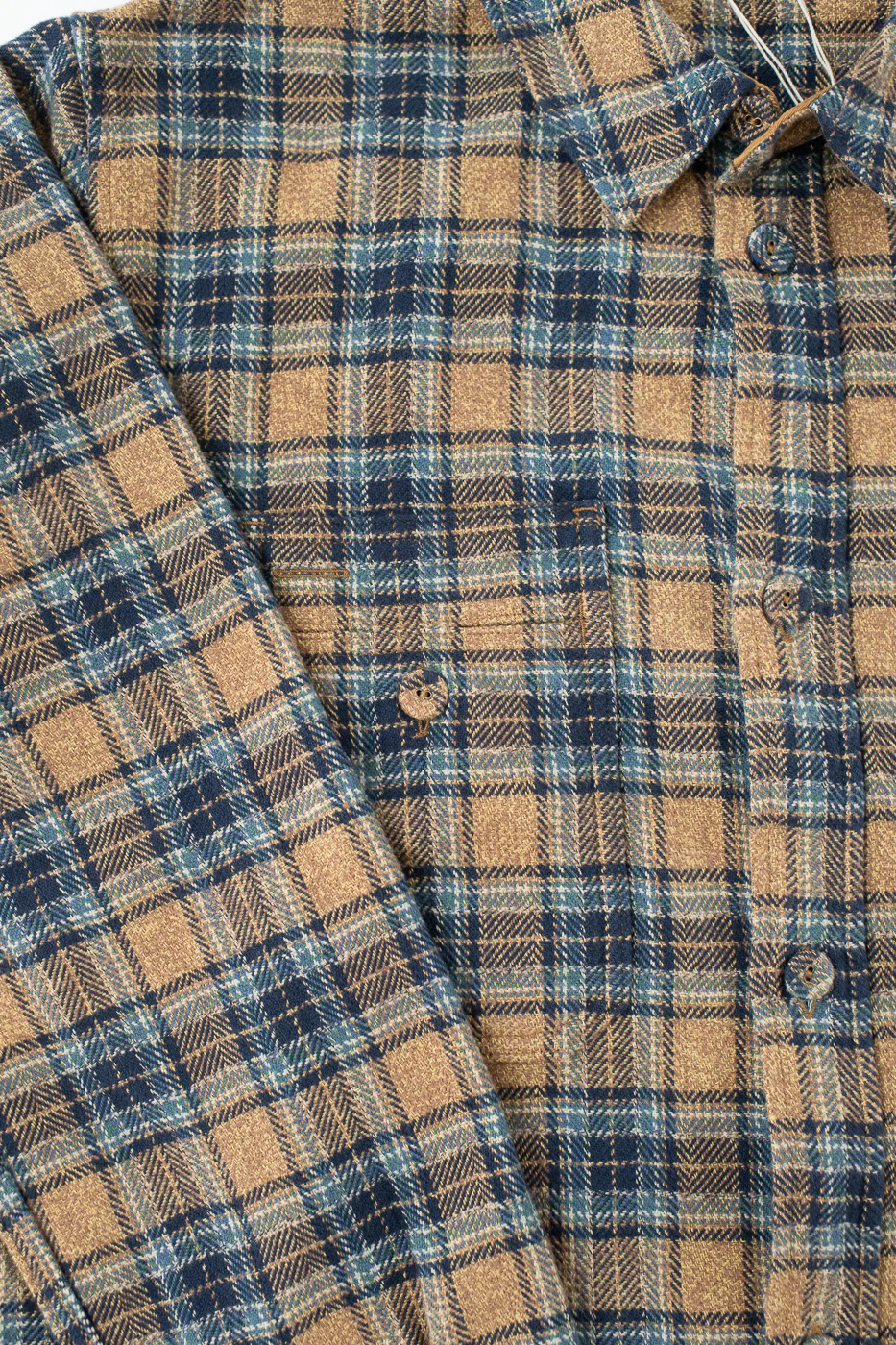 2229-BE - Woven Tweed Check Double Pocket Shirt - Beige - Image 4