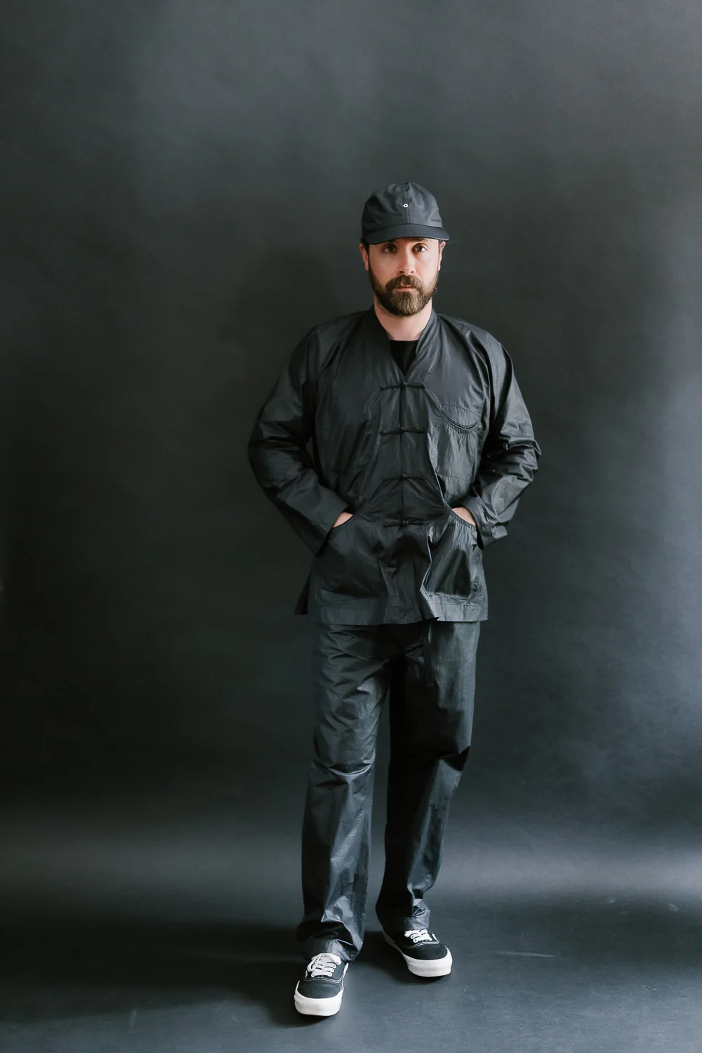 3319-WTB - EZ Chinois De Luxe Waxy Taffeta Pants - Black - Image 7