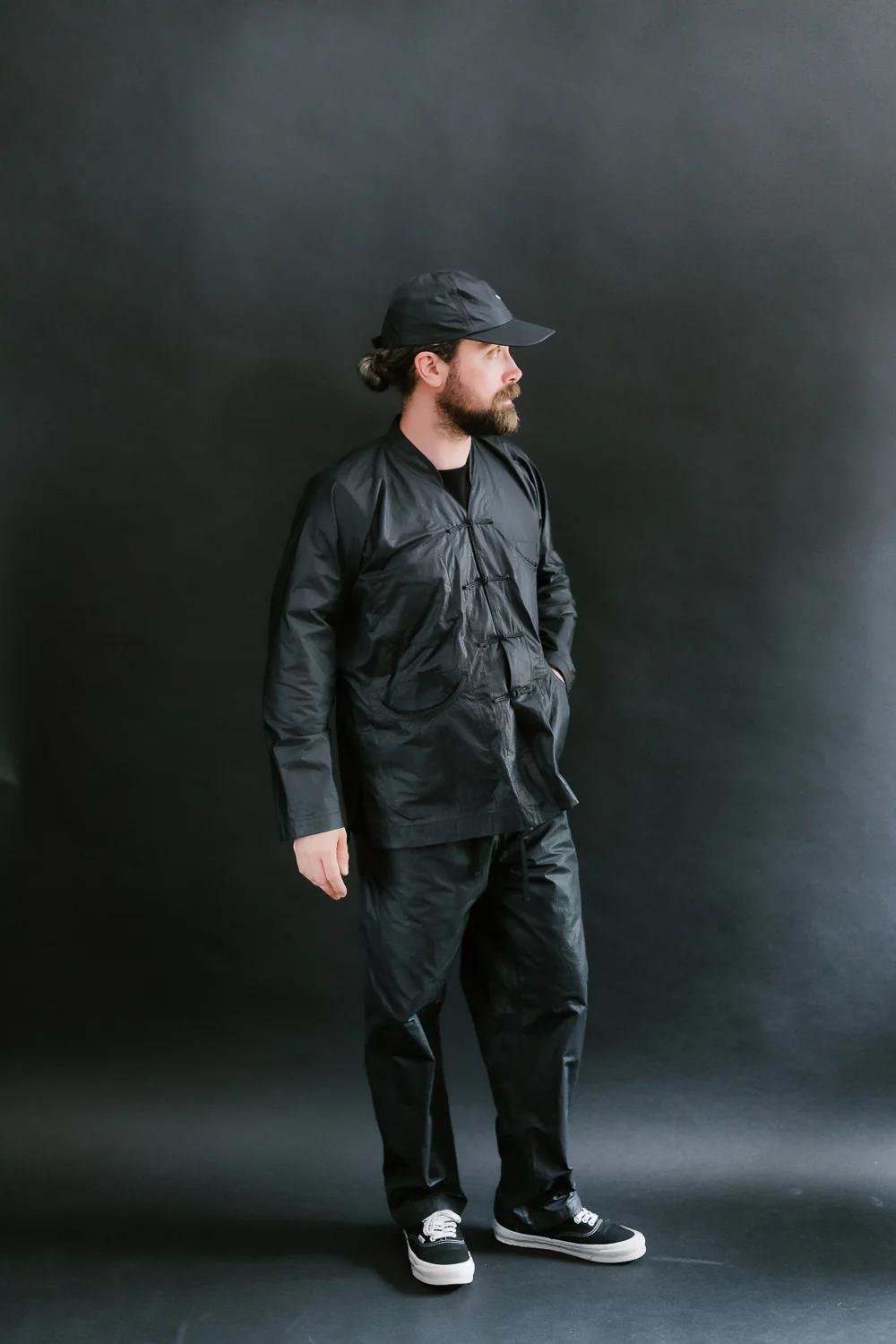 3319-WTB - EZ Chinois De Luxe Waxy Taffeta Pants - Black - Image 8