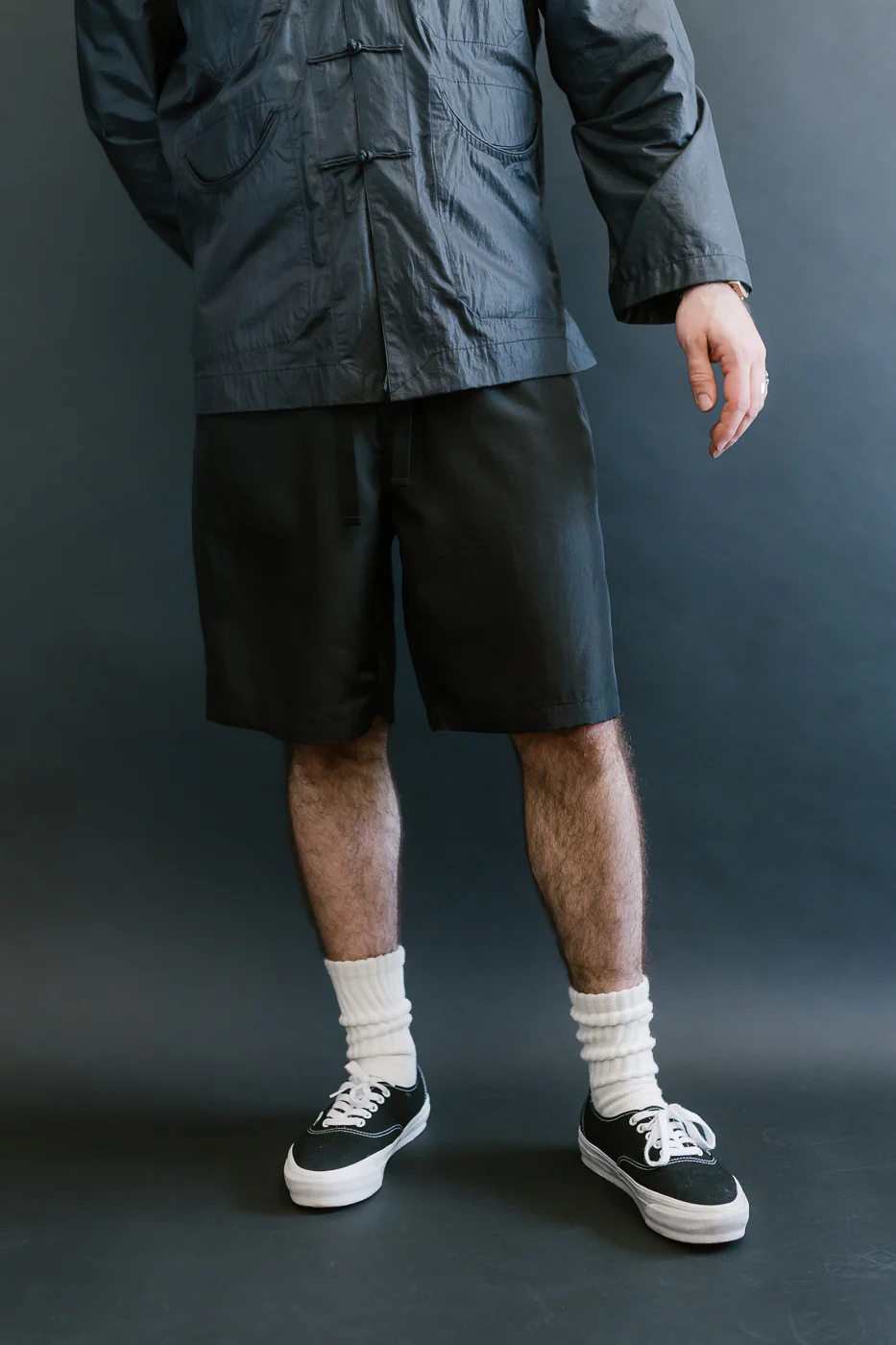 3319S-MTB - Chinois De Luxe Shorts Metallic Taffeta - Black - Image 14