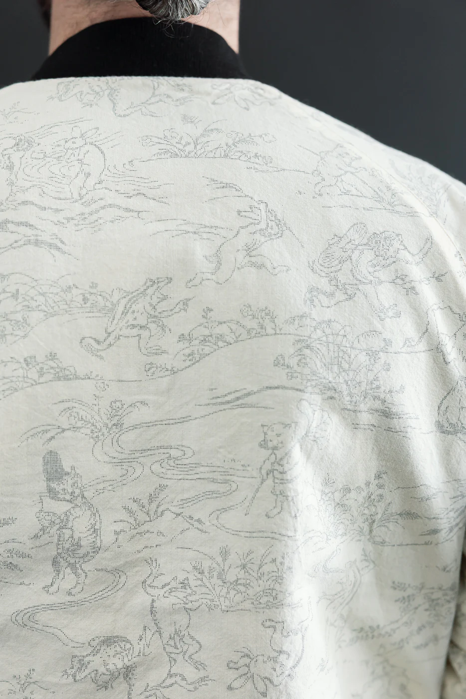 4639 - "Bird and Beast" Reversible Cariga Sukajan - Black, Ecru - Image 41