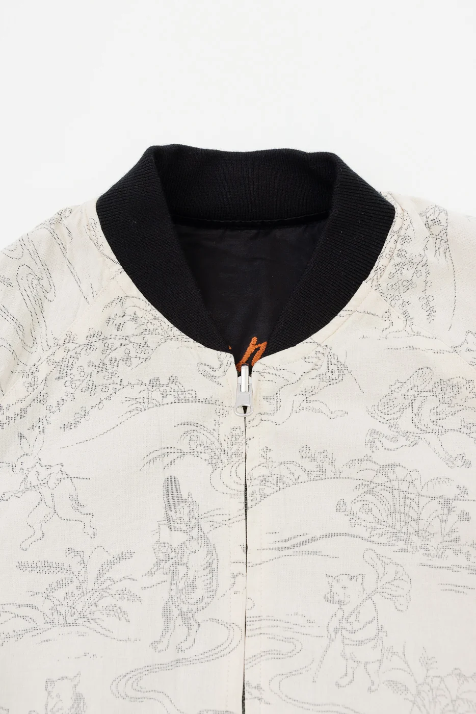 4639 - "Bird and Beast" Reversible Cariga Sukajan - Black, Ecru - Image 8