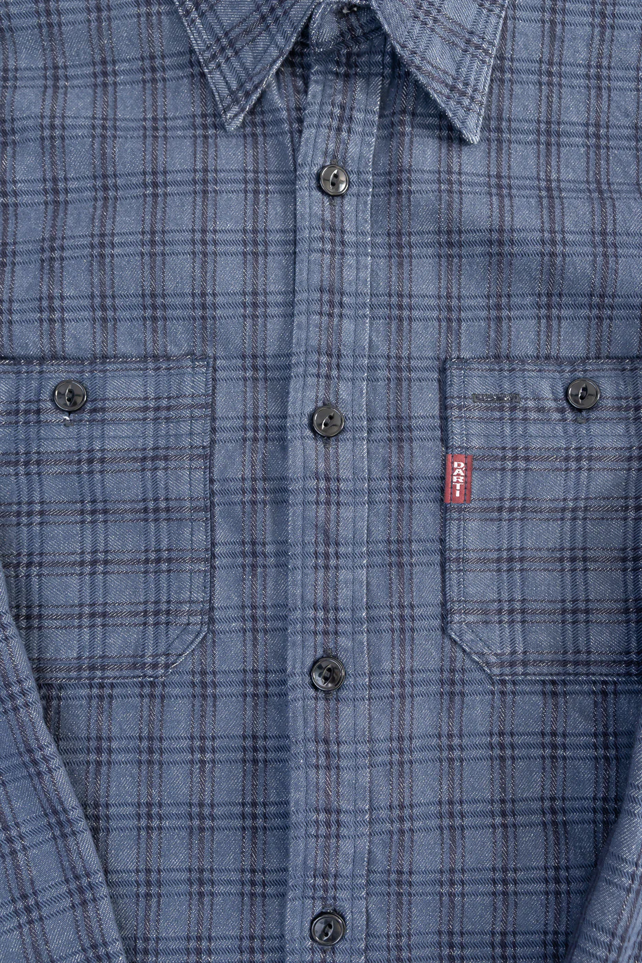 5734 - 13oz Jacquard Check Work Shirt - Navy - Image 3