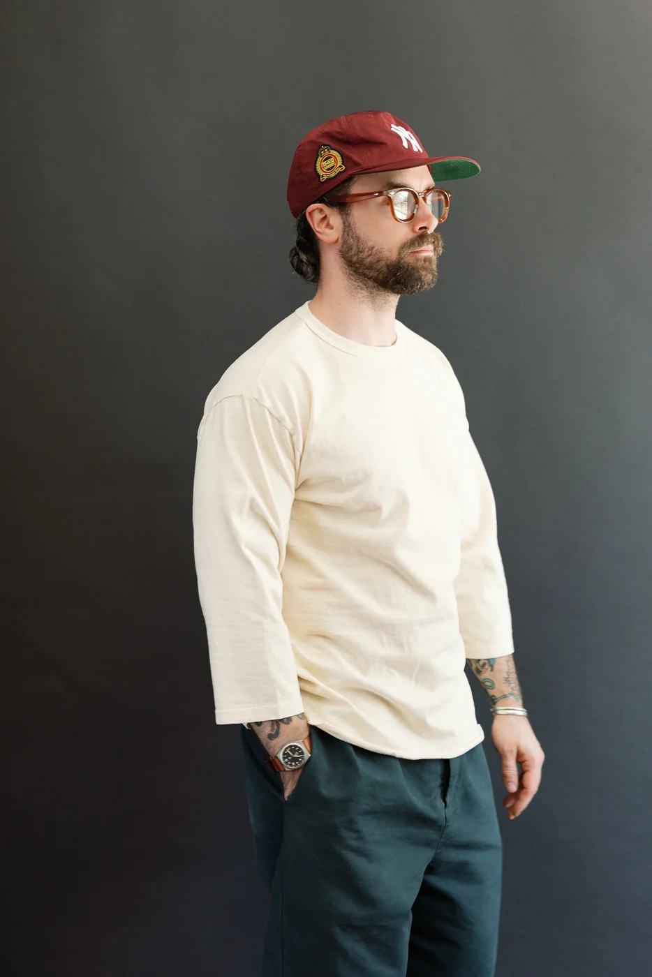 7.7oz - "Fallen Cotton" Midweight Baseball T-Shirt - PD Cream - Image 14