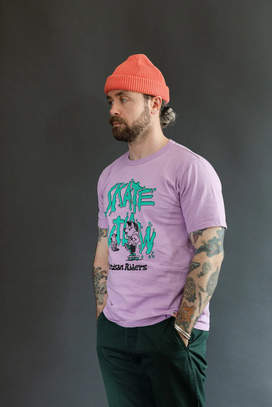 8210B - US Cotton "Skate Outlaw" Print T-Shirt - Purple - Image 11