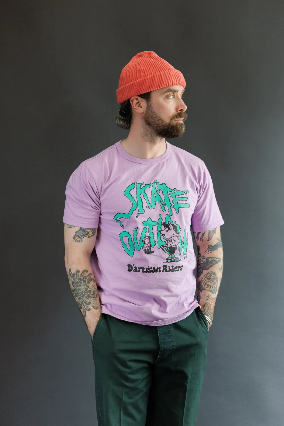 8210B - US Cotton "Skate Outlaw" Print T-Shirt - Purple - Image 15