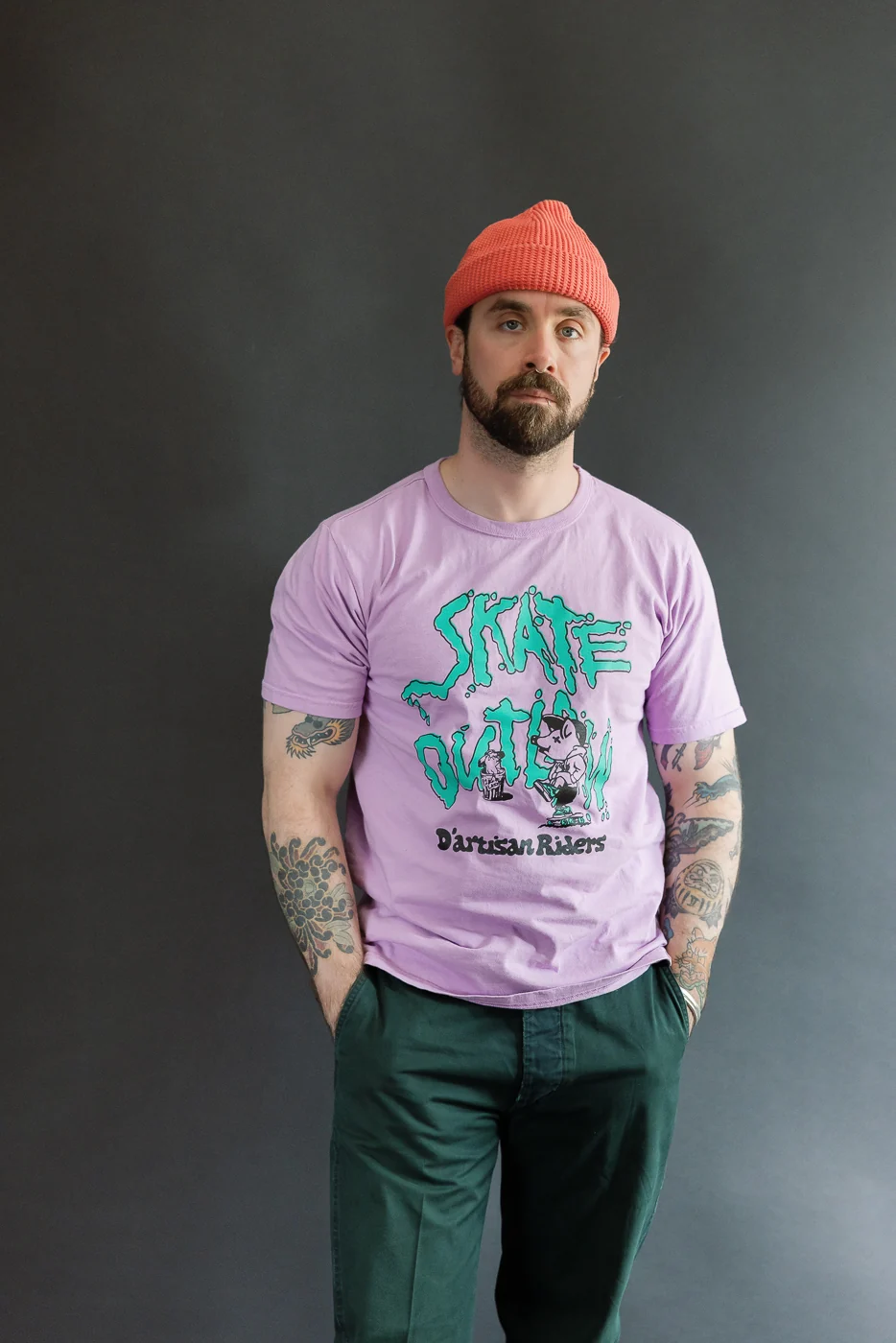 8210B - US Cotton "Skate Outlaw" Print T-Shirt - Purple - Image 16