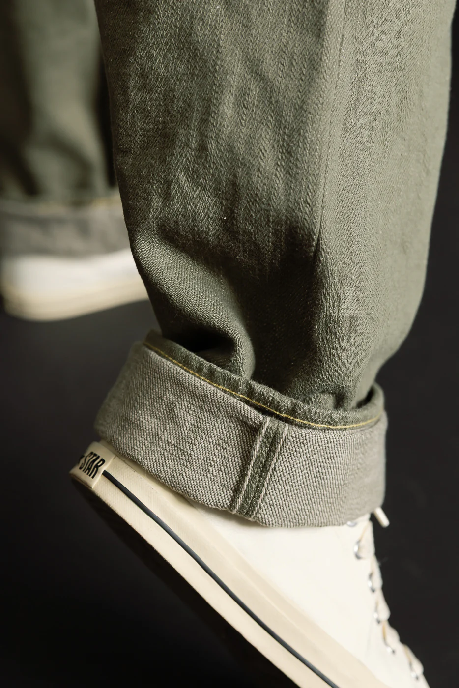 822-OLD18 - 18oz "Olive Denim" Selvedge Jeans - Super Wide Tapered - Image 19