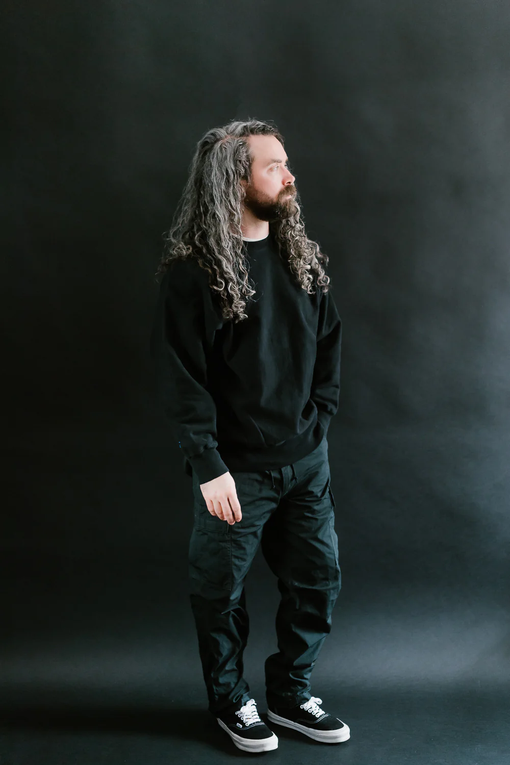 83-0030- 61K-JD - Loopwheel Crewneck Sweatshirt - Exclusive No-Print Black - Image 6