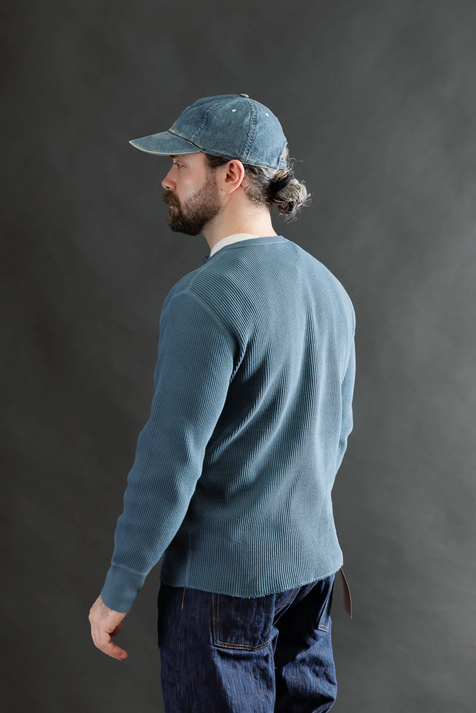 9937 - Heavy Thermal Long Sleeve Henley - Blue - Image 11
