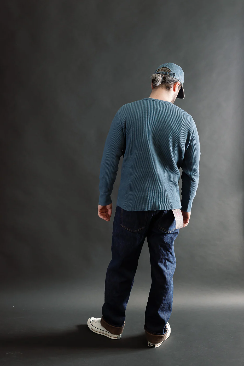 9937 - Heavy Thermal Long Sleeve Henley - Blue - Image 7