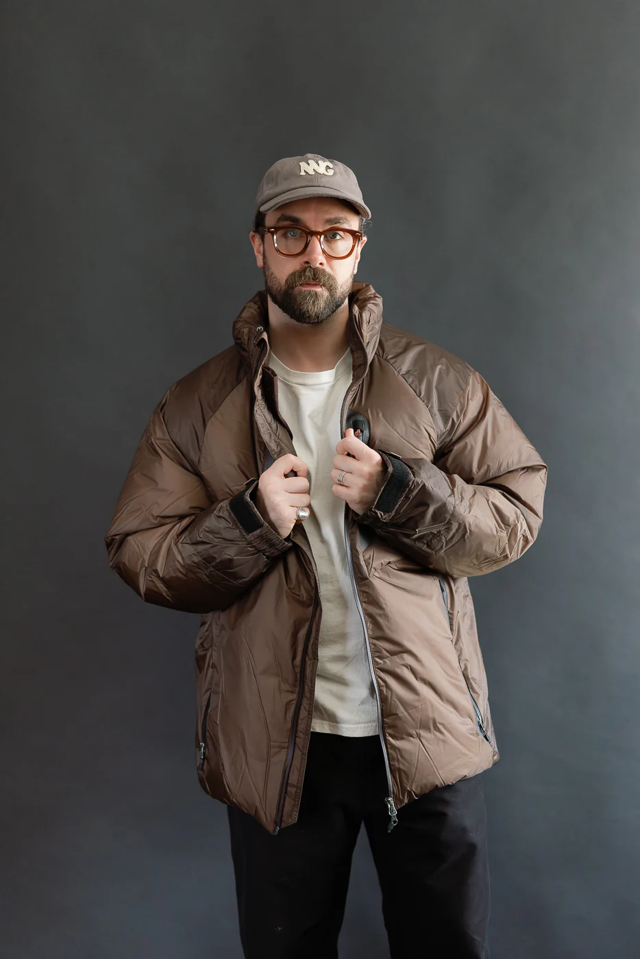 Aurora Light Down Stand Collar Jacket Mikami - Brown - Image 9