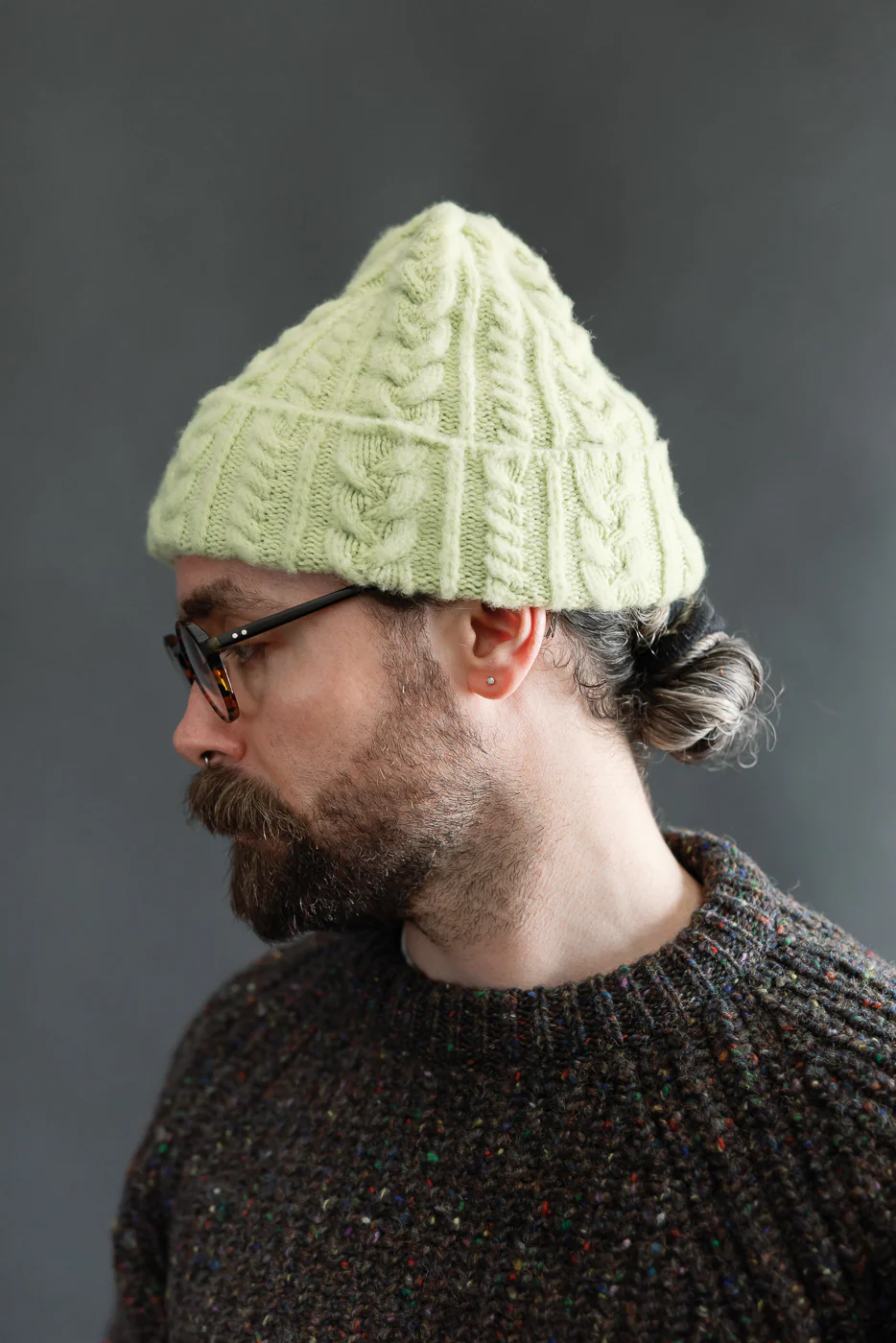 Cable Festival Hat - Soft Green - Image 5