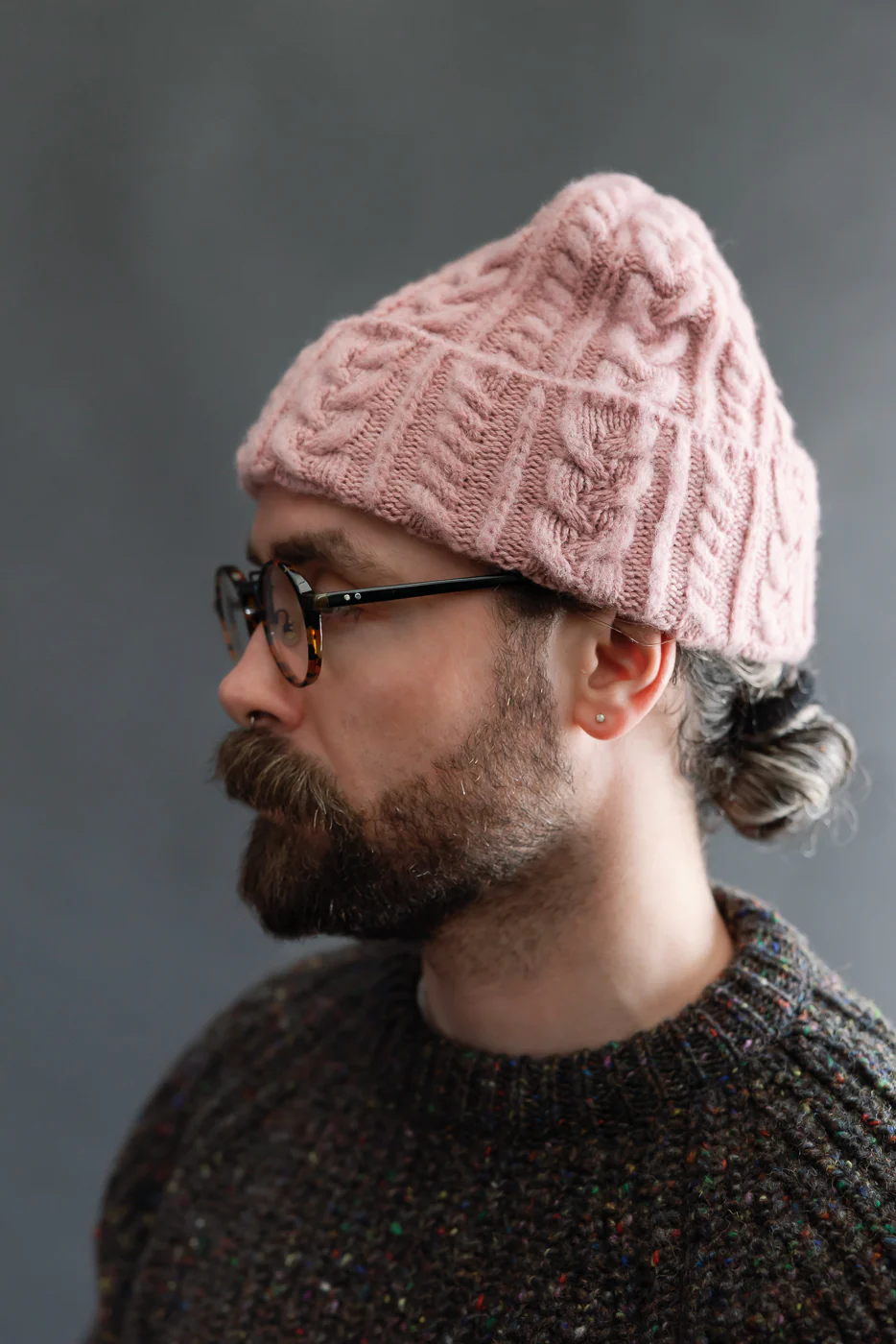 Cable Festival Hat - Soft Pink - Image 6