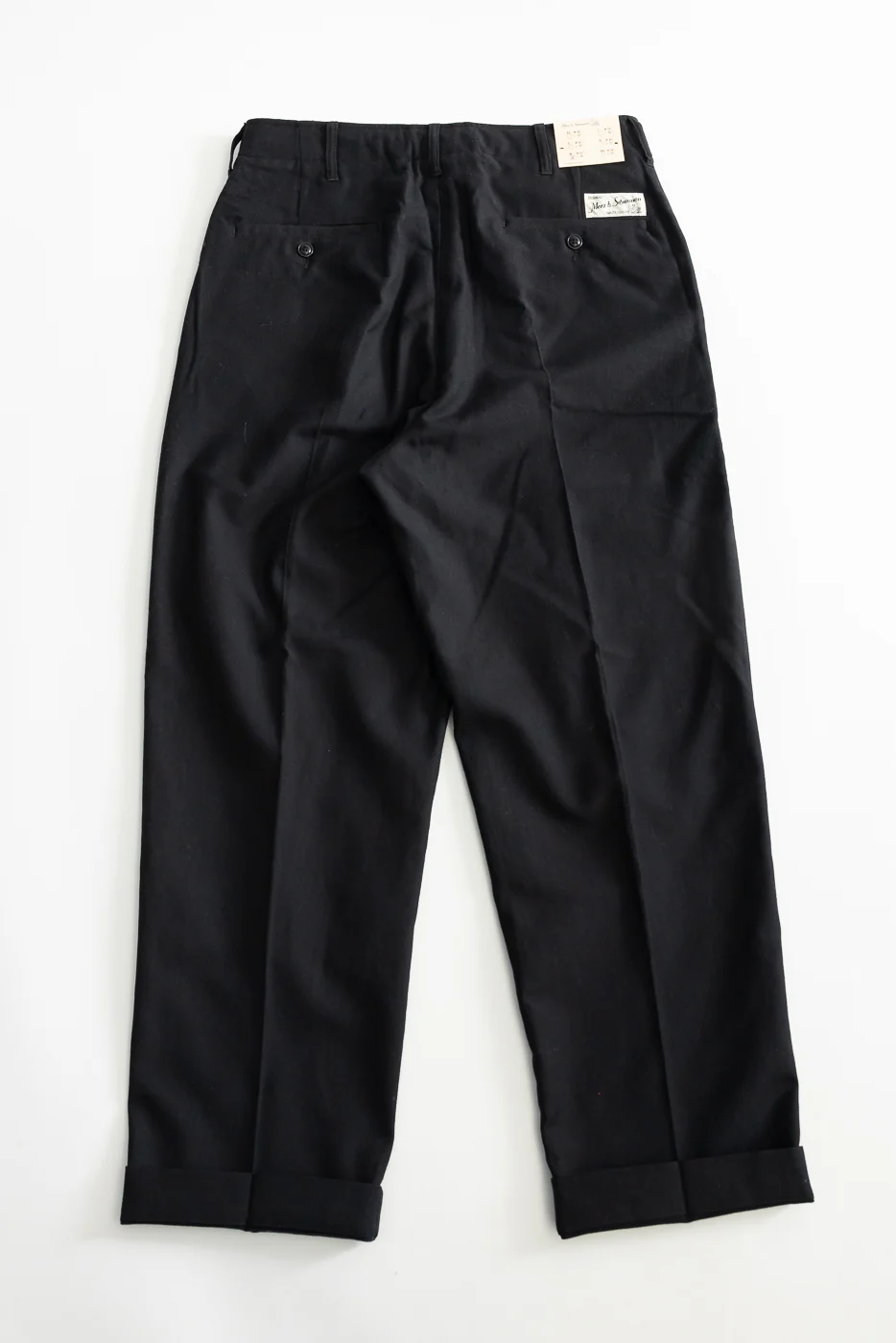 CHINO01WOCO.99 - 1920s Refined Wool-Cotton Worker Chino - Deep Black - Image 6