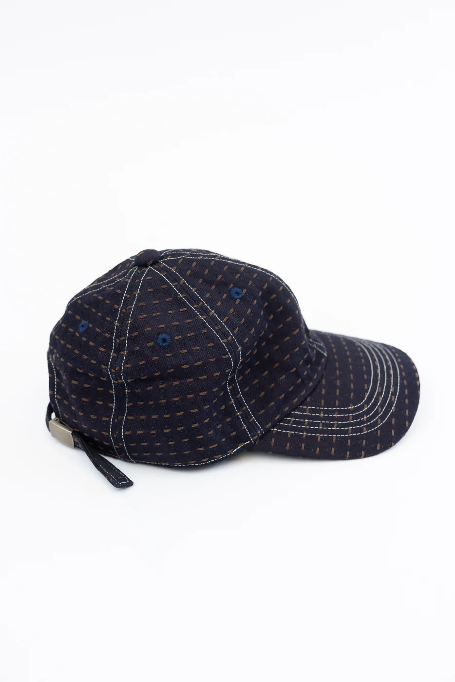 D7578 - "Kakishibu Sashiko" Indigo Jacquard Denim Cap - Image 5