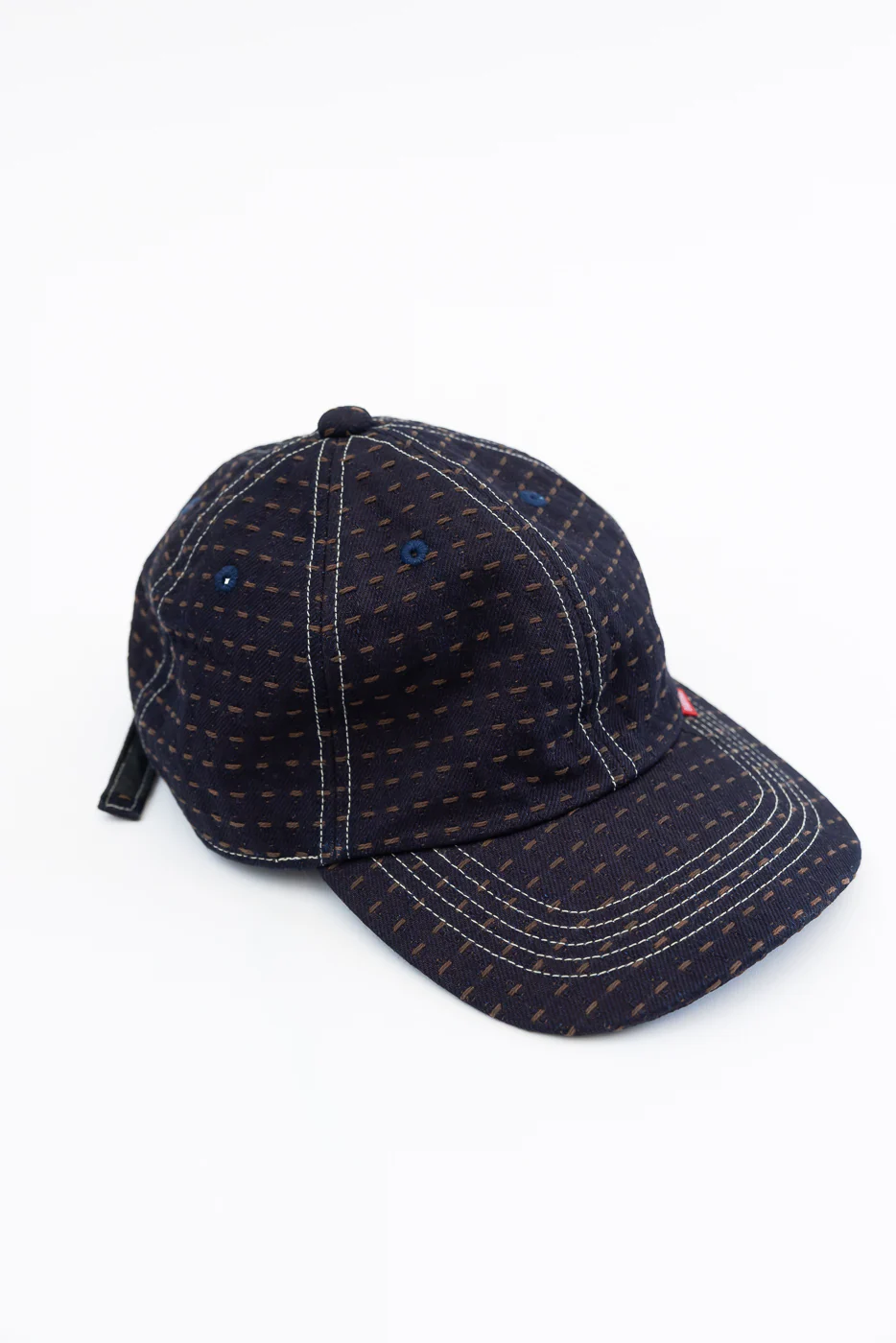 D7578 - "Kakishibu Sashiko" Indigo Jacquard Denim Cap - Image 6