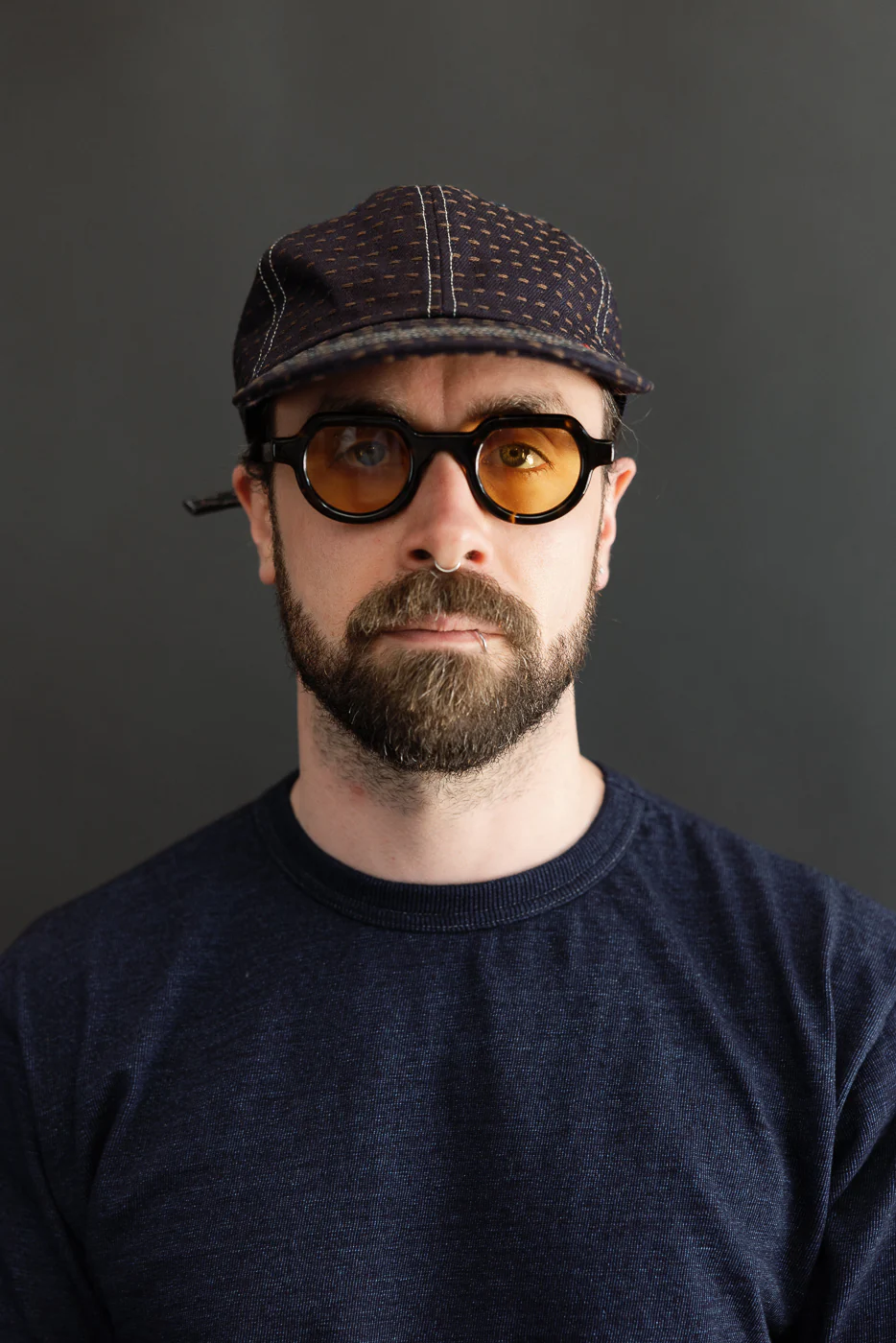 D7578 - "Kakishibu Sashiko" Indigo Jacquard Denim Cap - Image 7