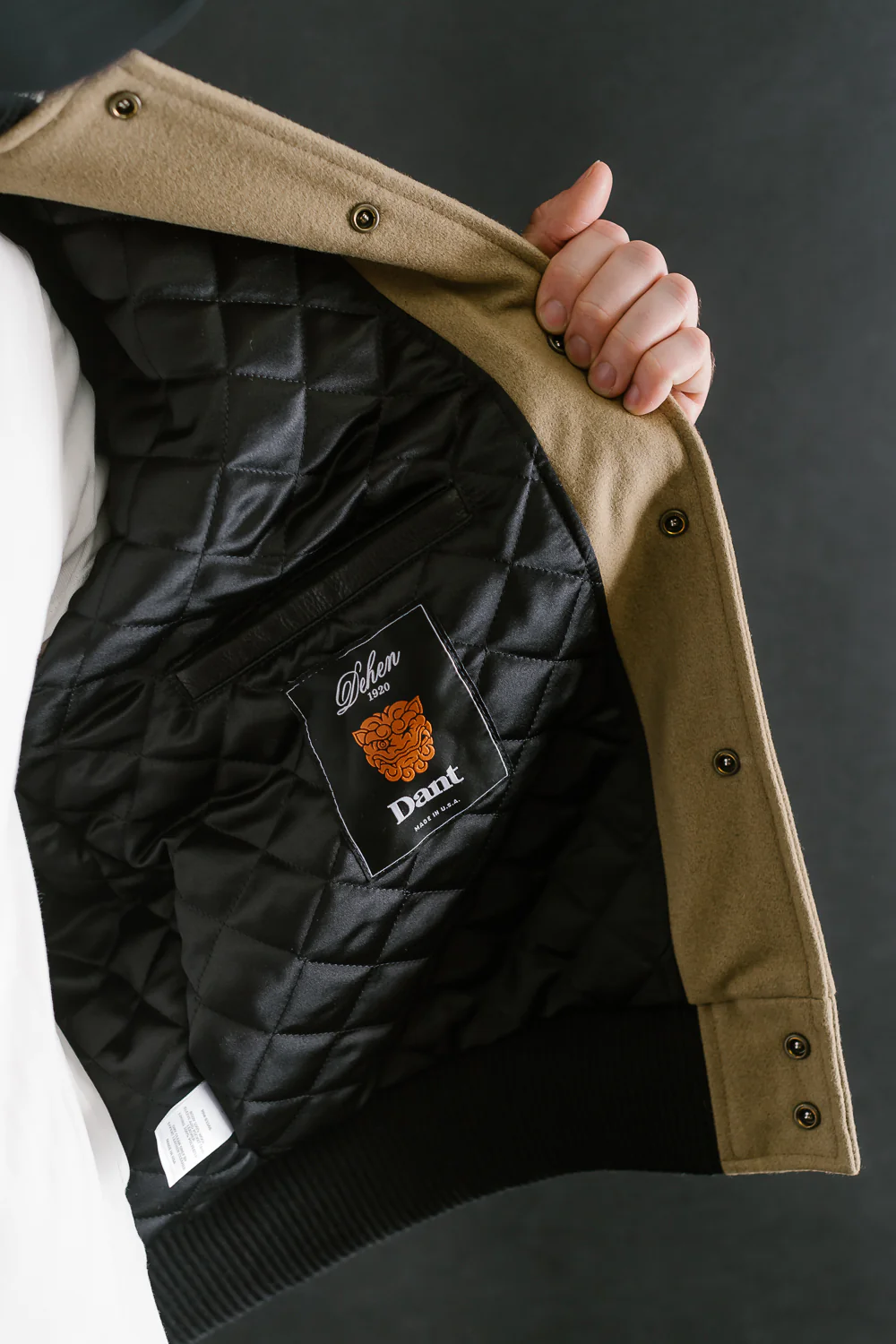 Dant x Dehen - Varsity Jacket - Camel, Black - Image 18