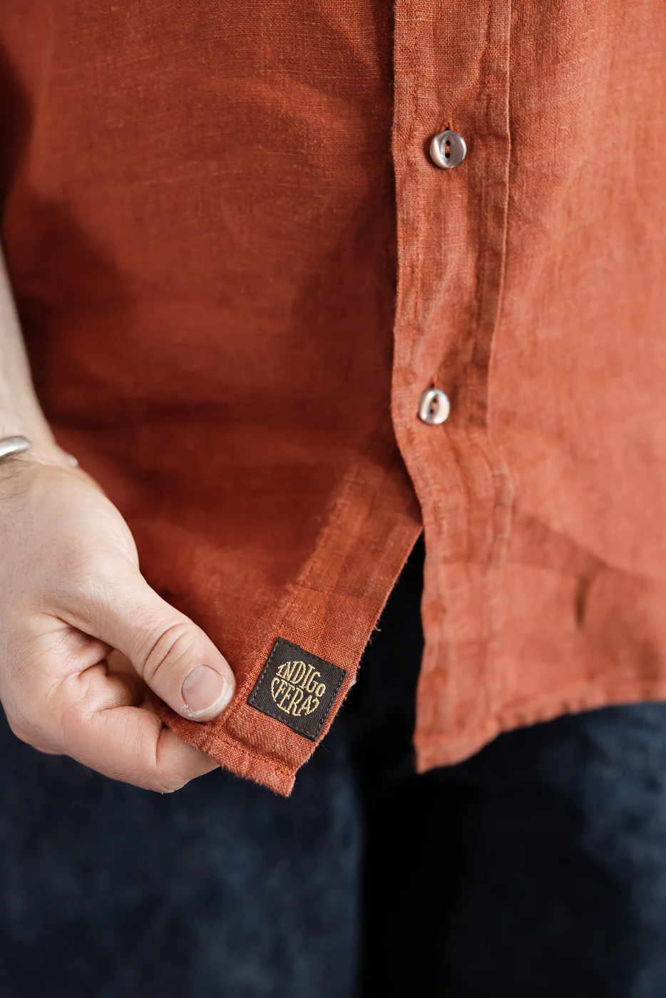 Delray Linen Canvas Shirt - Rust - Image 21
