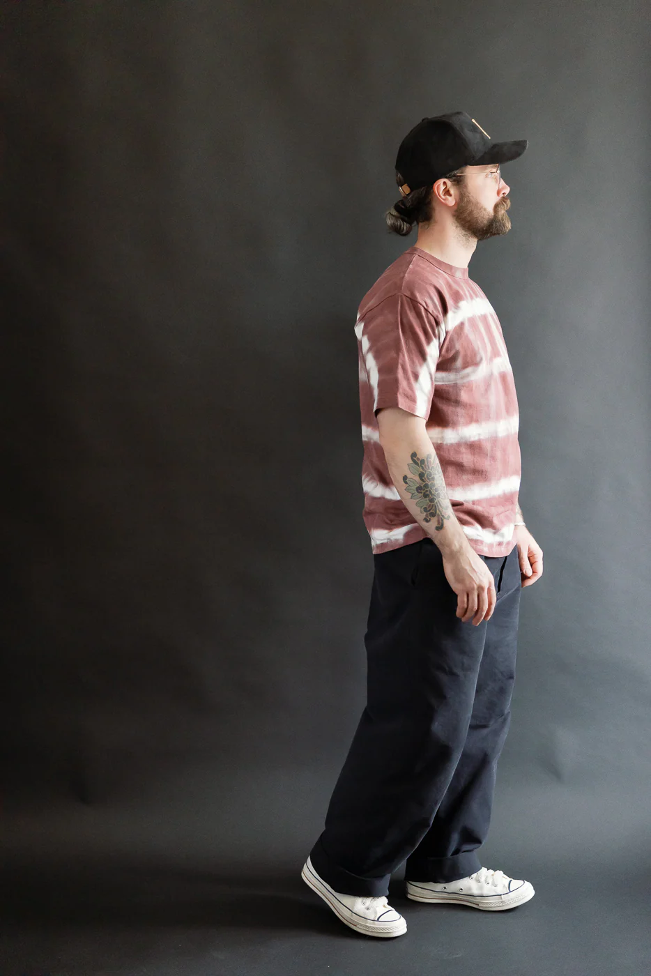 "Fallen Cotton" Midweight Tee Short Sleeve Tie Dye Border - Bordeaux - Image 6