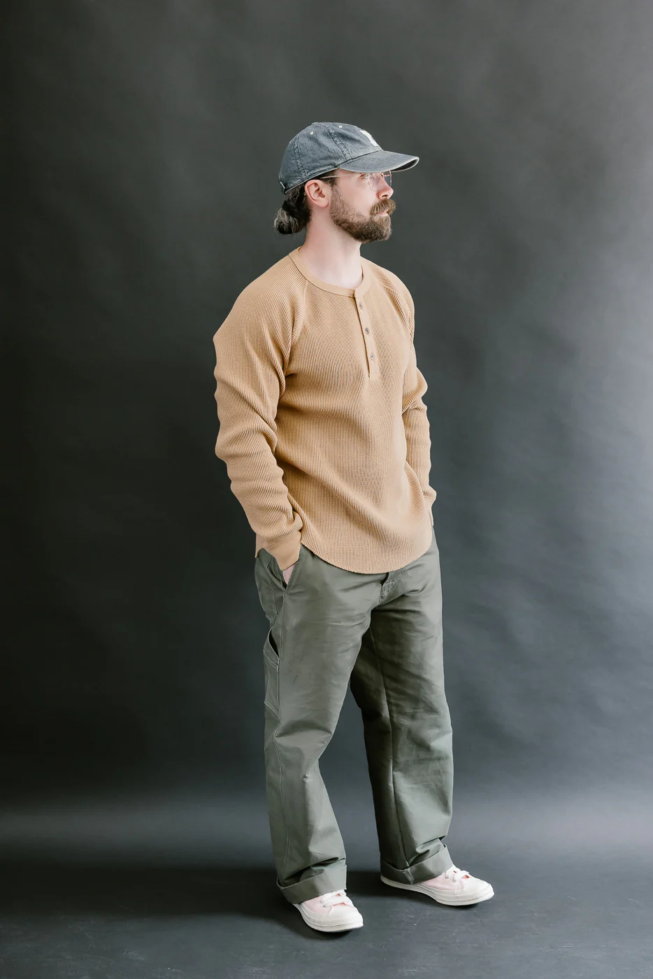 Foxfibre® Heavyweight Waffle Henley - Coyote 70 - Image 6